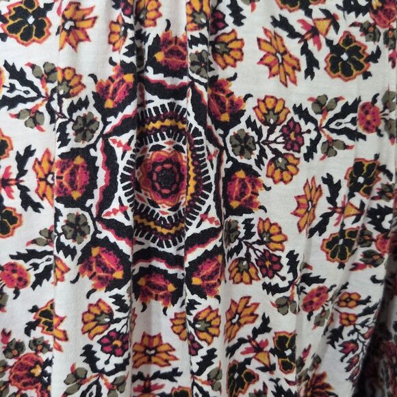 Style & Co Cold Shoulder Embroidered Trim Cotton Boho Chic Top Multicolor Size L - Picture 5 of 15